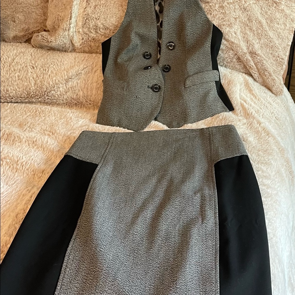 EXPRESS Brand two piece skirt and vest. Inside is lined with animal print